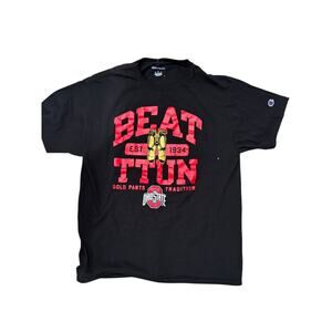 ohio state large tshirt red champion black shirt sleeve nwot